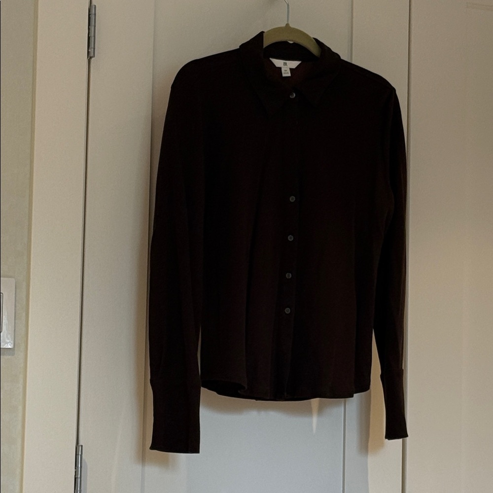 Brown long  Sleeve cotton Button-Up Shirt